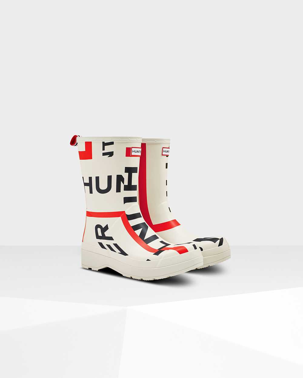 Hunter Original Play Mid-Height Exploded Logo Men's Rain Boots NZ-76761X White